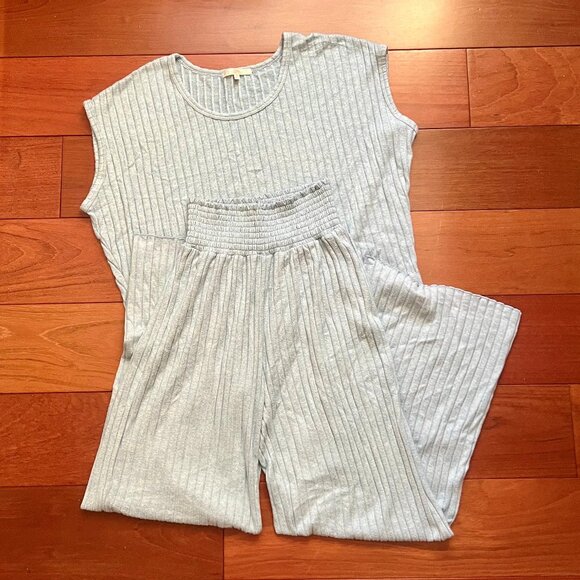 Z SUPPLY Lounge Shoreline Rib Top & Dawn Smocked Rib Pant, Size XS, NWOT, Blue - Picture 1 of 6